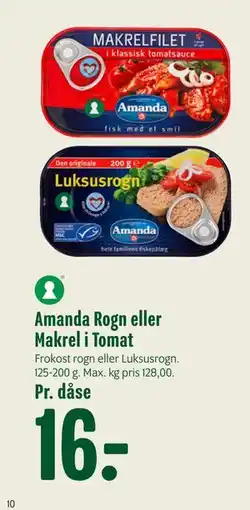 Min Købmand Amanda Rogn eller Makrel i Tomat, DKK 16 tilbud