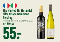 Min Købmand The Wanted Zin Zinfandel eller Alsace Weinmann Riesling, DKK 55 tilbud