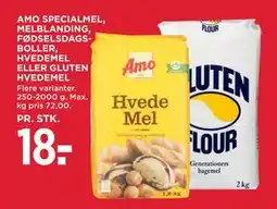 MENY AMO SPECIALMEL, MELBLANDING, FØDSELSDAGS BOLLER, HVEDEMEL ELLER GLUTEN HVEDEMEL, DKK 18 tilbud