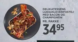 MENY DELIKATESSENS LUKSUS LEVERPOSTEJ MED BACON OG CHAMPIGNON, DKK 34.95 tilbud