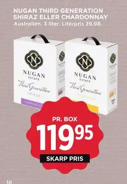 MENY NUGAN THIRD GENERATION SHIRAZ ELLER CHARDONNAY, DKK 119.95 tilbud