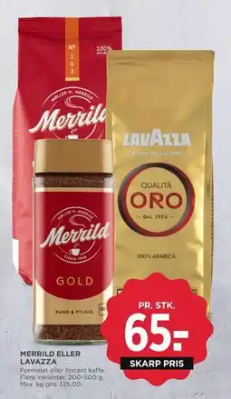 MENY MERRILD ELLER LAVAZZA, DKK 65 tilbud