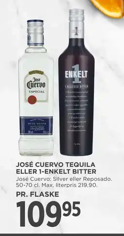 MENY JOSÉ CUERVO TEQUILA ELLER 1-ENKELT BITTER, DKK 109.95 tilbud