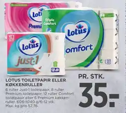 MENY LOTUS TOILETPAPIR ELLER KØKKENRULLER, DKK 35 tilbud