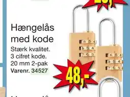 Harald Nyborg Hængelås med kode, DKK 48 tilbud