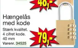 Harald Nyborg Hængelås med kode, DKK 79 tilbud