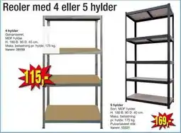 Harald Nyborg Reoler med 4 eller 5 hylder, DKK 169 tilbud