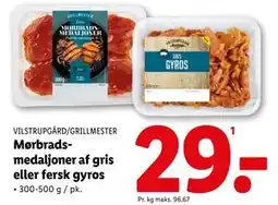 Lidl Mørbradsmedaljoner af gris eller fersk gyros, DKK 29 tilbud