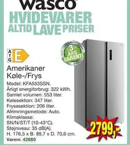 Harald Nyborg Amerikaner Køle-/Frys, DKK 2799 tilbud