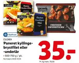 Lidl Paneret kyllingebrystfilet eller -underlår, DKK 35 tilbud