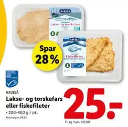 Lidl Lakse- og torskefars eller fiskefileter, DKK 25 tilbud