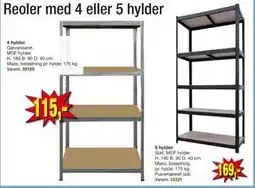 Harald Nyborg Reoler med 4 eller 5 hylder, DKK 115 tilbud