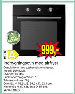 Harald Nyborg Indbygningsovn med airfryer, DKK 999 tilbud