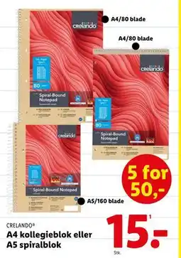 Lidl A4 kollegieblok eller A5 spiralblok, DKK 15 tilbud