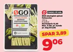 Netto ØGO økologisk spinat fettuccine tilbud
