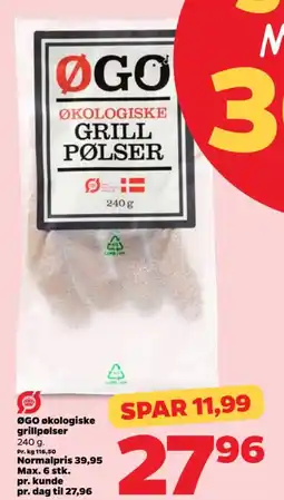 Netto ØGO økologiske grillpølser tilbud