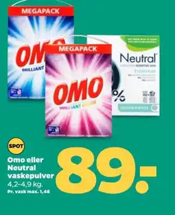 Netto Omo eller Neutral vaskepulver tilbud