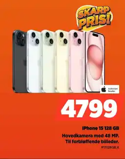 Power iPhone 15 128 GB Hovedkamera med 48 MP. Til forbløffende billeder. tilbud