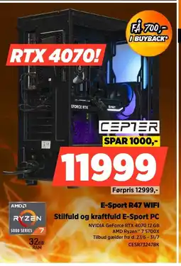Power CEPTER E-Sport R47 WIFI Stilfuld og kraftfuld E-Sport PC tilbud