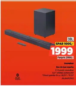 Power JBL Soundbar Bas du kan mærke tilbud