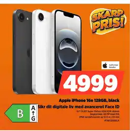 Power Apple iPhone 16e 128GB, black A Sikr dit digitale liv med avanceret Face ID tilbud