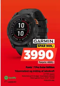 Power GARMIN Fenix* 7 Pro Solar Edition Ydeevnetest og måling af løbekraft tilbud
