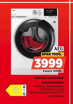 Power AEG Vask & tør i én med damp Vasketørremaskine tilbud