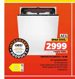 Power AEG Ekstremt lavt lydniveau - 42 dB! Int. opvaskemaskine tilbud