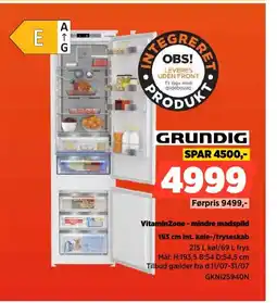 Power GRUNDIG VitaminZone - mindre madspild 193 cm int. køle-/fryseskab tilbud