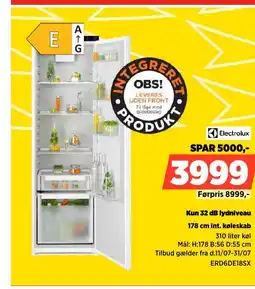 Power Electrolux Kun 32 dB lydniveau int. køleskab tilbud