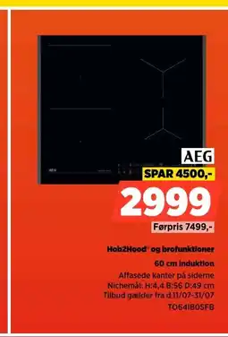Power AEG Hob2Hood' og brofunktioner 60 cm induktion tilbud
