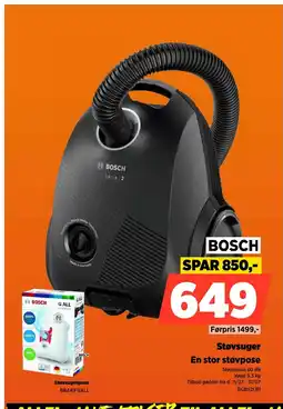 Power BOSCH Støvsuger En stor støvpose tilbud