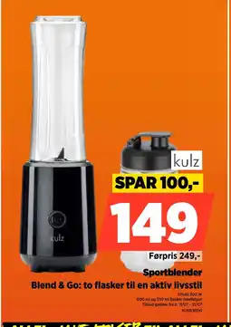 Power Kulz sportblender blend & go: to flasker til en aktiv livsstil tilbud