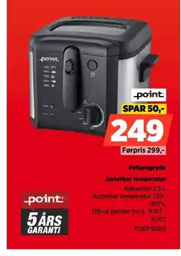Power Frituregryde Justerbar temperatur tilbud