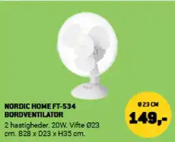 XL-BYG NORDIC HOME FT-534 BORDVENTILATOR tilbud