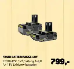 XL-BYG RYOBI BATTERIPAKKE 18V tilbud