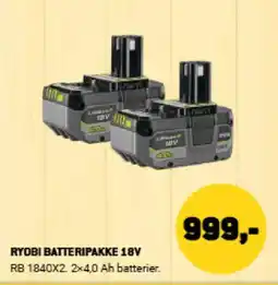 XL-BYG RYOBI BATTERIPAKKE 18V tilbud