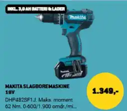 XL-BYG MAKITA SLAGBOREMASKINE 18V tilbud