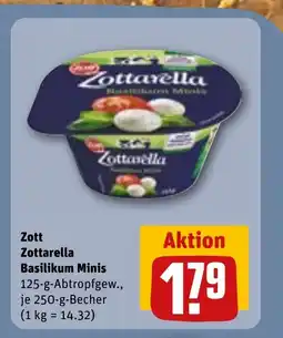 REWE DE ZOTT Zottarella basilikum minis tilbud