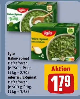 REWE DE IGLO Würz-spinat tilbud