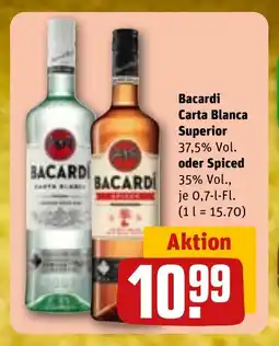 REWE DE BACARDI Carta blanca superior oder spiced tilbud