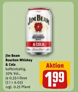 REWE DE JIM BEAM Bourbon whiskey & cola tilbud