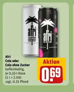 REWE DE AFRI Cola oder cola ohne zucker tilbud