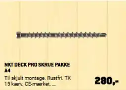 XL-BYG NKT DECK PRO SKRUE PAKKE A4 tilbud