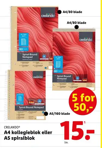 Lidl CRELANDO® A4 kollegieblok eller A5 spiralblok tilbud