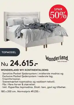 SENG WONDERLAND W11 KONTINENTALSENG ·, DKK 24615 tilbud