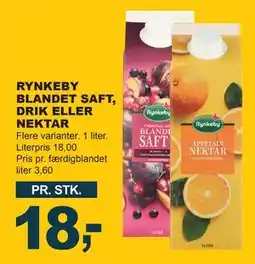 Let-Køb RYNKEBY BLANDET SAFT, DRIK ELLER NEKTAR, DKK 18 tilbud