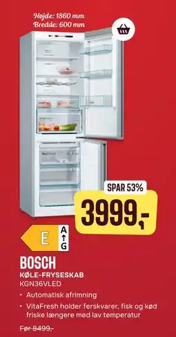 Skousen BOSCH KØLE-FRYSESKAB KGN36VLED, DKK 3999 tilbud