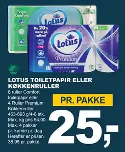 Let-Køb LOTUS TOILETPAPIR ELLER KØKKEN RULLER, DKK 25 tilbud