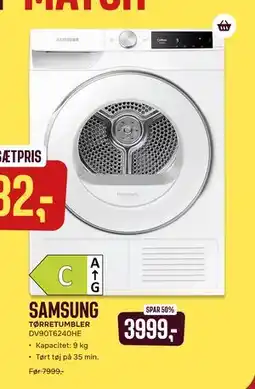 Skousen SAMSUNG TØRRETUMBLER DV90T6240HE, DKK 3999 tilbud
